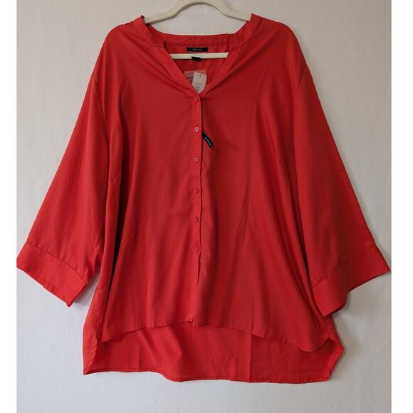 Westbound Woman Wrinkle Free Button Up Shirt Coral Orange Size 3X Office Casual - Picture 1 of 8